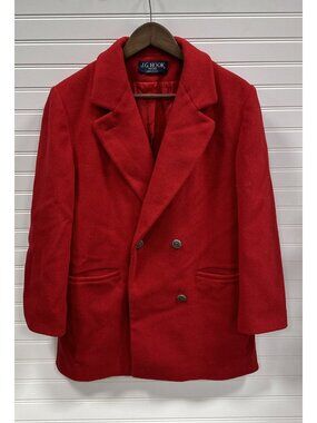 JG HOOK Made in USA vtg Women's M/L Red Jacket Wool Button Up Coat